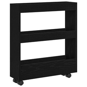 vidaXL Chariot de Rangement &Eacute;troit Ch&ecirc;ne noir 60 x 18 x 70 cm