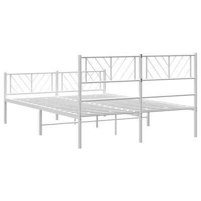 vidaXL Cadre de lit métal sans matelas et pied de lit blanc 150x200 cm