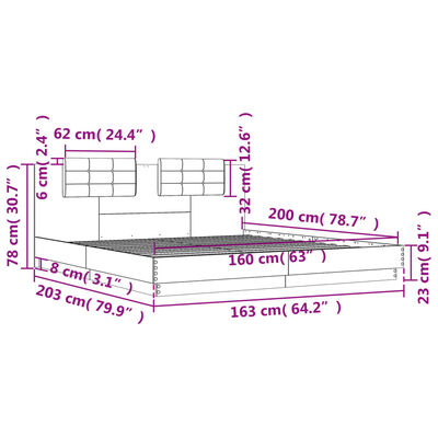 vidaXL Cadre de lit sans matelas sonoma gris 160x200 cm