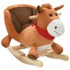 vidaXL Cheval &agrave; bascule avec dossier Peluche 60x32x50 cm Marron