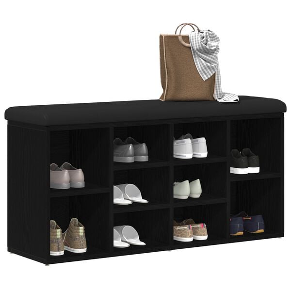 vidaXL Banc &agrave; chaussures Ch&ecirc;ne noir 102 x 32 x 50 cm Bois d'ing&eacute;nierie