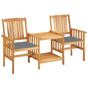 vidaXL Chaises de jardin avec table &agrave; th&eacute; et coussins Acacia solide