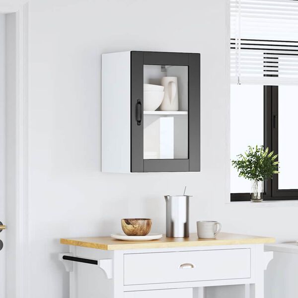 vidaXL Armoire murale de cuisine avec porte en verre Porto noir