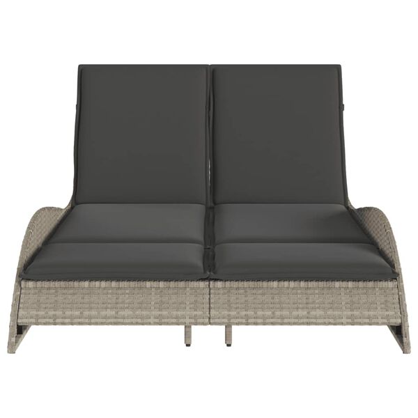 vidaXL Chaise longue avec coussins gris clair 114x205x73 cm poly rotin