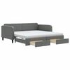 vidaXL Lit de jour avec gigogne et tiroirs gris fonc&eacute; 100x200 cm tissu
