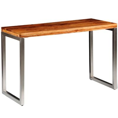 vidaXL Table à manger avec pieds en acier bois massif