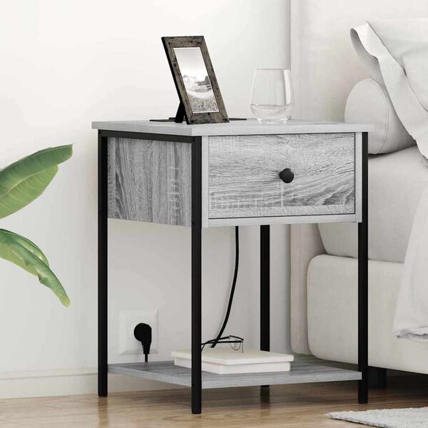 vidaXL Cabinet de chevet Gris Sonoma 42 x 41 x 56 cm Bois d'ing&eacute;nierie