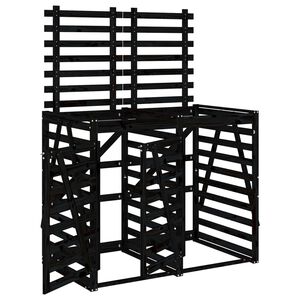 vidaXL Abri pour poubelle double sur roulettes noir bois massif de pin