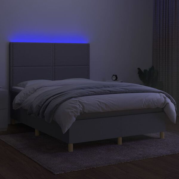 vidaXL Sommier &agrave; lattes de lit et matelas et LED Gris clair 140x200 cm
