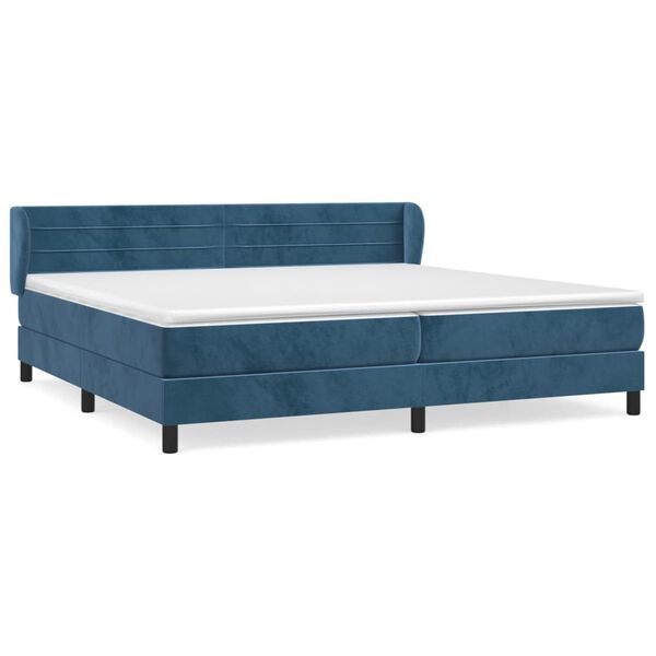 vidaXL Sommier &agrave; lattes de lit et matelas Bleu fonc&eacute; 200x200cm Velours