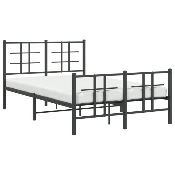 vidaXL Cadre de lit m&eacute;tal sans matelas avec pied de lit noir 120x190cm