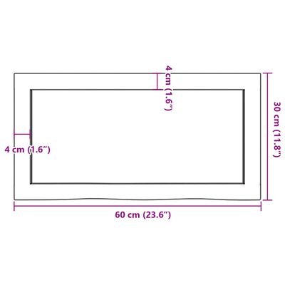 vidaXL Comptoir de salle de bain marron 60x30x(2-6) cm bois traité