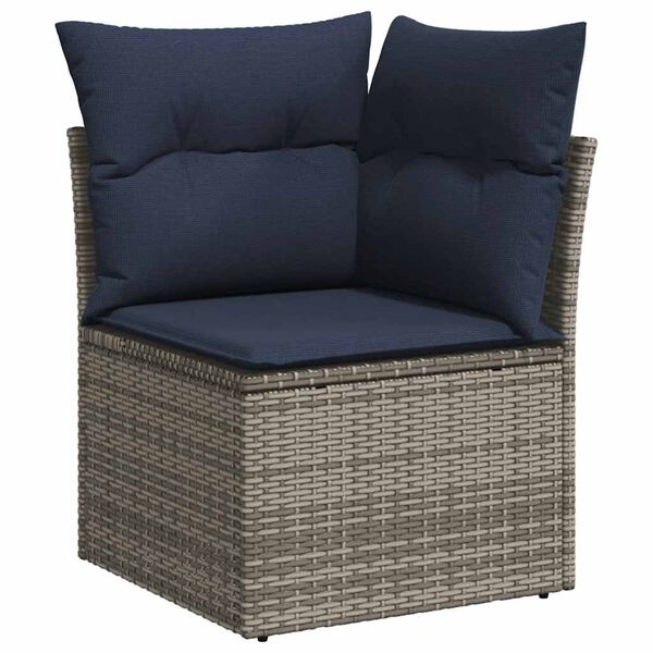 vidaXL Salon de jardin 6 pcs avec coussins gris r&eacute;sine tress&eacute;e