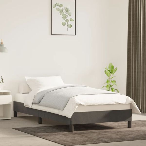 vidaXL Cadre de lit sans matelas gris fonc&eacute; 90x190 cm velours