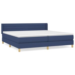 vidaXL Sommier &agrave; lattes de lit avec matelas Bleu 200x200 cm Tissu