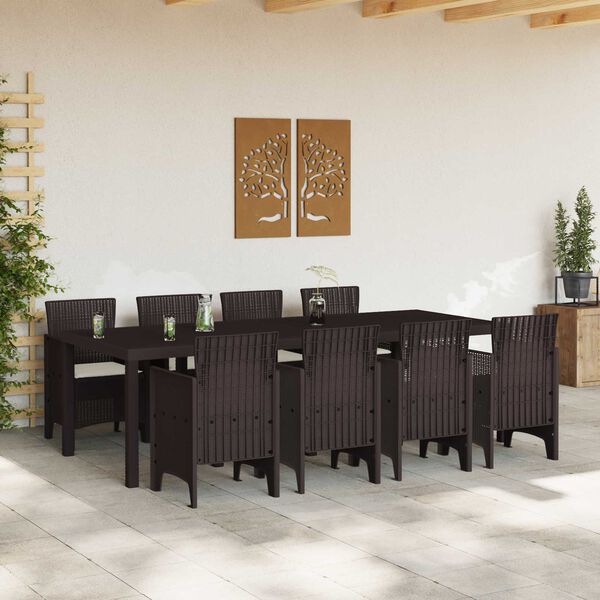 vidaXL Ensemble de salle &agrave; manger pour jardin 9 pcs Marron