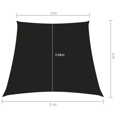 vidaXL Voile de parasol Tissu Oxford trapèze 3/5x4 m Noir
