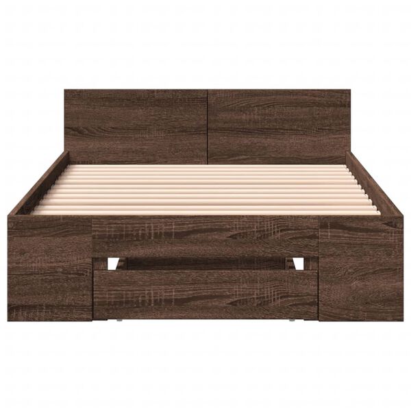 vidaXL Cadre de lit avec tiroir sans matelas ch&ecirc;ne marron 90x190 cm