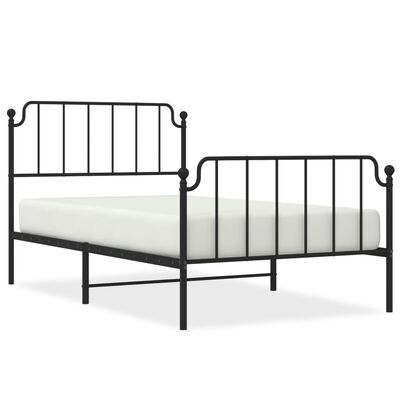 vidaXL Cadre de lit métal sans matelas avec pied de lit noir 107x203cm