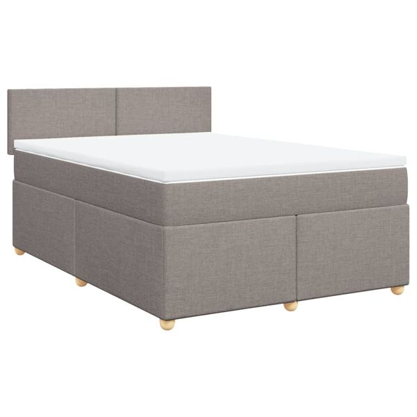 vidaXL Sommier &agrave; lattes de lit avec matelas Taupe 160x200 cm Tissu