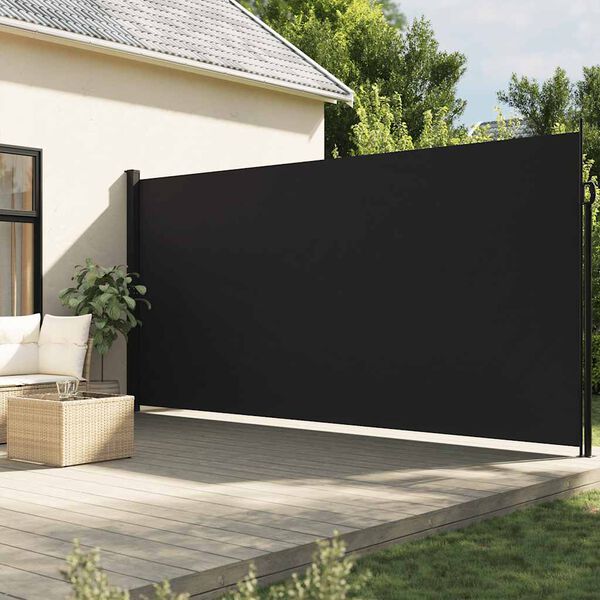 vidaXL Auvent lat&eacute;ral r&eacute;tractable noir 200x600 cm