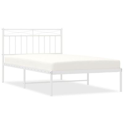 vidaXL Cadre de lit métal sans matelas et tête de lit blanc 107x203 cm