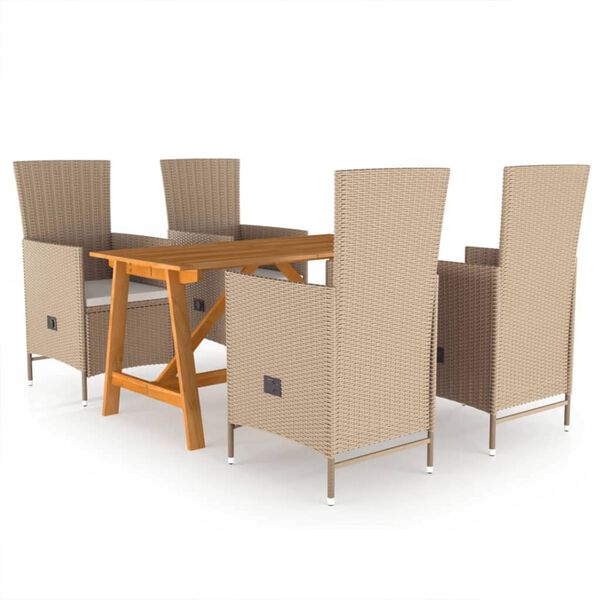 vidaXL Ensemble &agrave; manger de jardin 5 pcs Beige