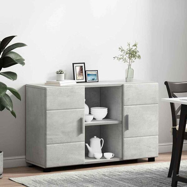 vidaXL Buffet Gris b&eacute;ton 88,5 x 30,5 x 55,5 cm Bois d'ing&eacute;nierie