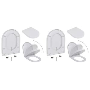 vidaXL Abattant WC avec frein de chute 2 pcs Plastique Blanc
