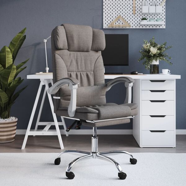 vidaXL Fauteuil de massage inclinable de bureau Taupe Tissu