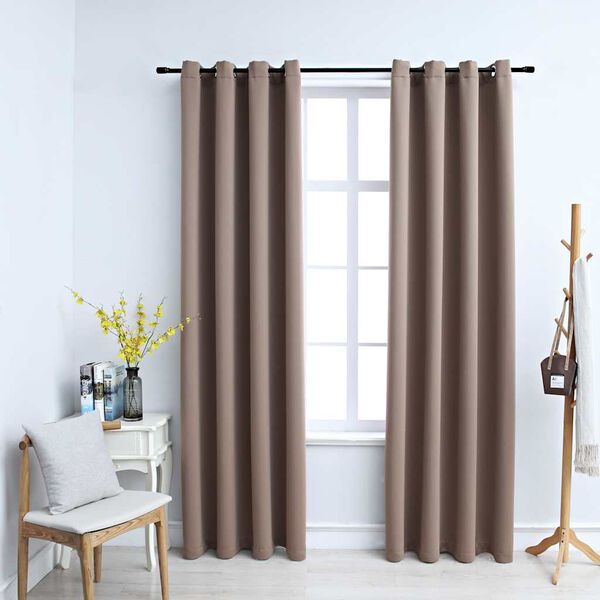 vidaXL Rideaux occultants avec anneaux en métal 2 pcs Taupe 140x225 cm