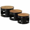 vidaXL Tables de bar forme tambour 3 pcs bois de manguier massif brut