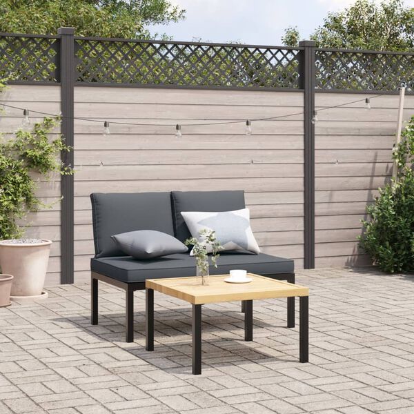 vidaXL Banc de jardin avec coussins noir aluminium