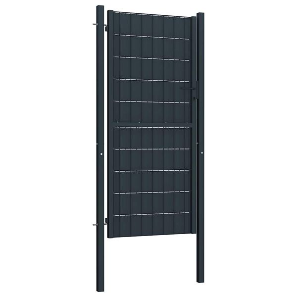 vidaXL Portail de clôture en PVC et acier 100 x 124 cm anthracite