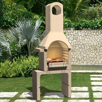 vidaXL Support de barbecue au charbon de bois Béton avec cheminée