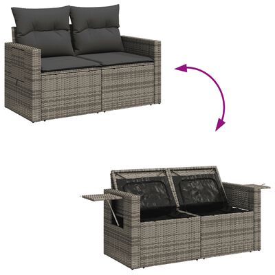 vidaXL Salon de jardin 11 pcs avec coussins gris résine tressée