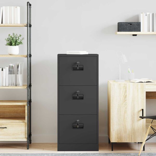 vidaXL Cabinet de Dossier avec tiroir Noir 45,5 x 42 x 106,5 cm