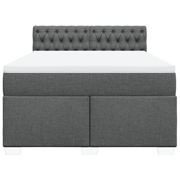 vidaXL Sommier &agrave; lattes de lit avec matelas Gris fonc&eacute; 160x200cm Tissu