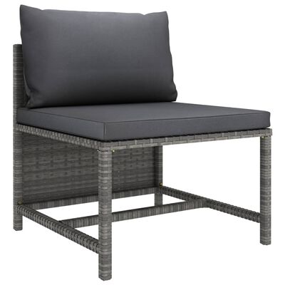 vidaXL Salon de jardin 9 pcs avec coussins Résine tressée Gris