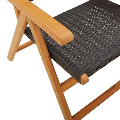 vidaXL Chaises de jardin lot de 2 noir bois massif d'acacia et rotin