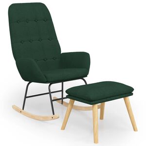 vidaXL Chaise &agrave; bascule avec repose-pied Vert fonc&eacute; Tissu