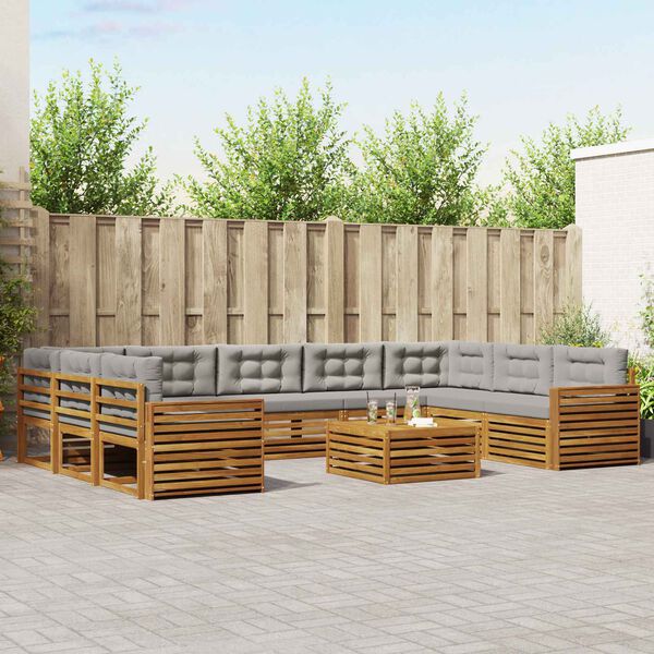 vidaXL Ensemble de canap&eacute;s d'ext&eacute;rieur 10 pcs Gris Naturel et Clair