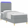 vidaXL Lit &agrave; ressort LED avec matelas Gris clair 90 x 190 cm tissu