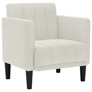 vidaXL Fauteuil canap&eacute; avec accoudoirs couleur cr&egrave;me 53 cm velours