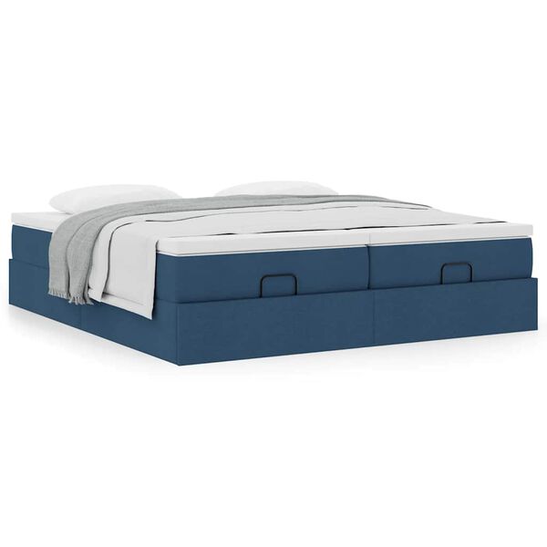 VidaXL Cadre de lit ottoman avec matelas bleu 180x200 cm tissu