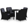 vidaXL Ensemble &agrave; manger de jardin 5 pcs Noir