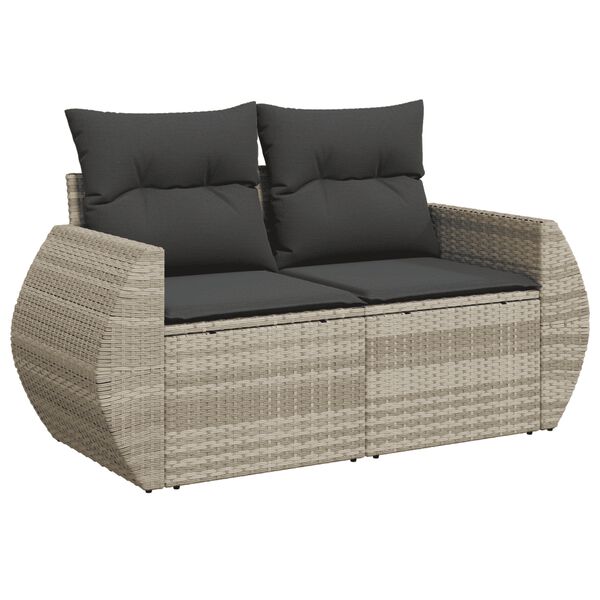 vidaXL Salon de jardin avec coussins 7 pcs gris clair r&eacute;sine tress&eacute;e