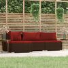 vidaXL Salon de jardin 4 pcs avec coussins Marron R&eacute;sine tress&eacute;e