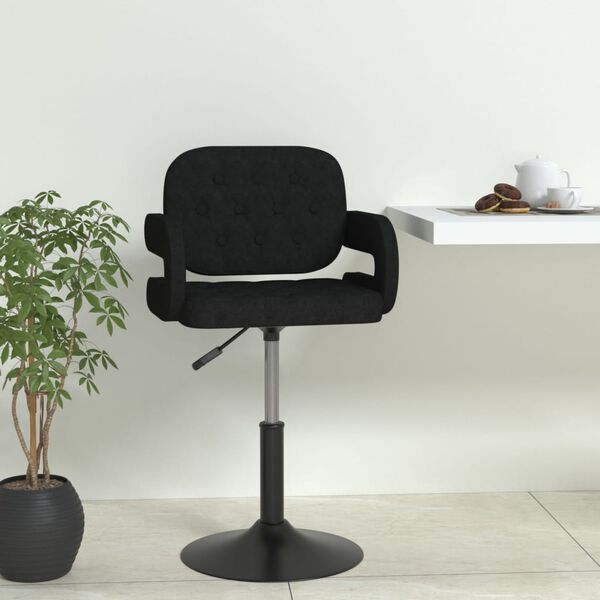 vidaXL Chaise pivotante de salle &agrave; manger Noir Tissu