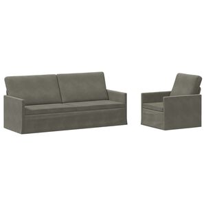 vidaXL Ensemble de Canap&eacute;s 2 pcs Gris clair Tissu en velours c&ocirc;tel&eacute;